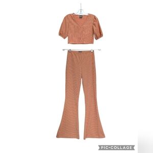 Olivia Rae Ribbed Orange Flare Two-Piece Set Small Tall
